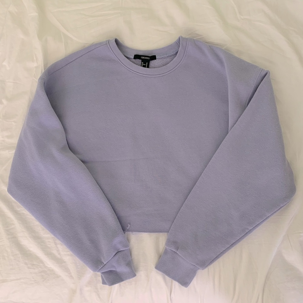 Forever 21 Lavender Crop Sweater and Fleece Inside